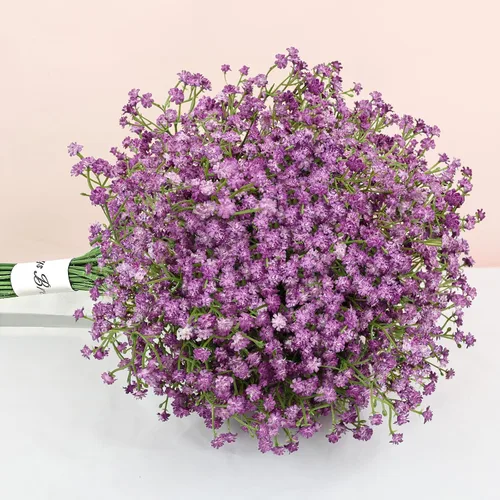 Miniatura 8 de Pusuny Babys Breath - Flores artificiales a granel, 12 piezas de gypsophila flores azules falsas de aliento de bebé, ramos de flores de tacto real