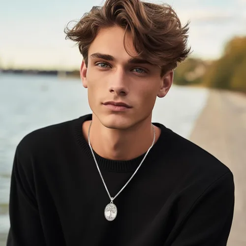 Miniatura 5 de Eusense Collar de ópalo para mujeres y hombres, joyería de ópalo azul y blanco de plata de ley 925 con dije de ópalo auténtico, regalo