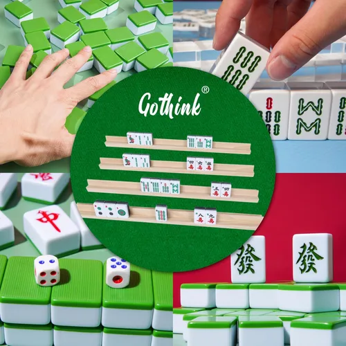 Miniatura 7 de GOTHINK Juego de 4 bandejas de azulejos de mahjong de madera, mejora tu juego de Mahjong, estantes para mahjong, tren mexicano, dominó y más