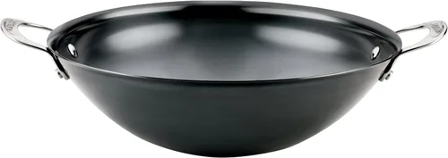 Anolon Everlast N2 - Sartén wok/para saltear de acero al carbono, compatible con todos los tipos de cocina, utensilios de metal seguros, 14 pulgadas