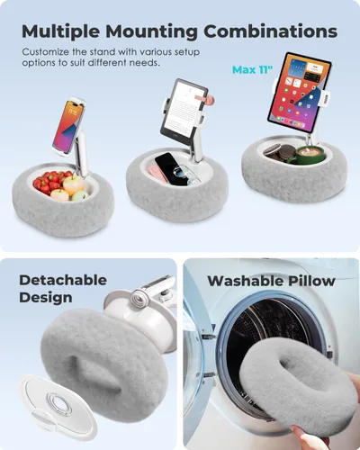Miniatura 5 de Viozon Soporte de almohada para tableta, soporte de almohada Kindle, compatible con tableta/teléfono de 4 a 11 pulgadas con cuenco pequeño