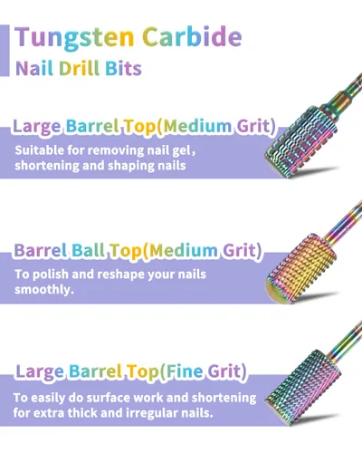Miniatura 3 de BQAN - Juego de 17 brocas de carburo de tungsteno, brocas profesionales de 3/32 pulgadas para taladro de uñas, uñas acrílicas, manicura y pedicura