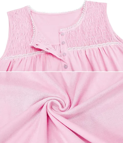 Miniatura 3 de IZZY + TOBY Camisones de algodón ligero para mujer, camisón de algodón sin mangas, camisón de media pantorrilla para mujer