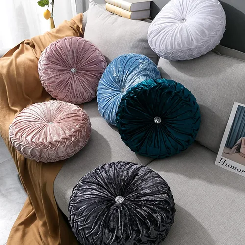 Miniatura 6 de HLOVME Cojín decorativo redondo para sofá, cama, sala de estar, cojín pequeño de suelo para adultos y niños, 13.7 pulgadas (A01-rosa)