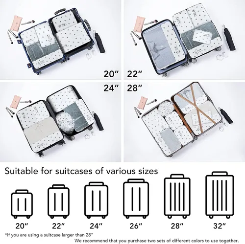 Miniatura 2 de DIMJ Juego de 8 cubos de embalaje, organizador de viaje, bolsas organizadoras de equipaje, bolsas organizadoras de maleta, juego con bolsa