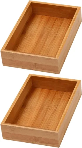 Miniatura 22 de YBM HOME Caja organizadora de cajones de bambú para cajón de cocina, oficina, dormitorio, habitación de los niños, manualidades, costura y baño