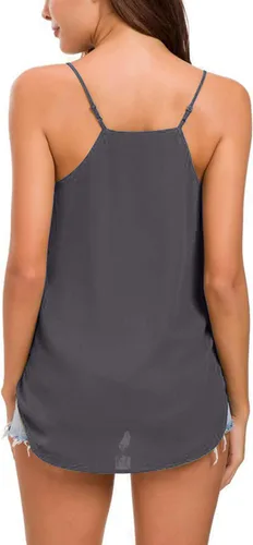 Miniatura 38 de Camiseta de chifón con tirantes delgados ajustables y cuello en V