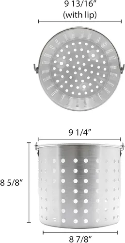 Miniatura 6 de TrueCraftware -16 cuartos de galón.Cesta de vapor de aluminio 9-3/4" de diámetro x 8-3/8" altura se adapta a 16 cuartos de galón- Cesta de vapor