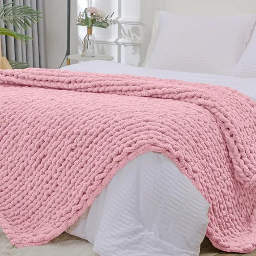 Miniatura 23 de Bigacogo Manta de punto grueso para sofá, 51 x 63 pulgadas, 100% tejida a mano con hilo de felpilla grueso jumbo, acogedoras y suaves mantas grandes