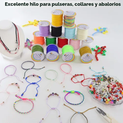 Miniatura 6 de 0.8mm de cuerda de nailon, cuerda fuerte para pulseras, cordón de nailon duradero para fabricación de joyas, pulseras, ensartado de cuentas