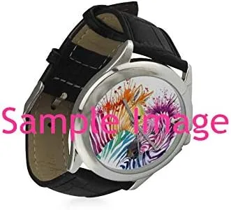 Miniatura 3 de Funny Art - Reloj de pulsera para mujer, de acero inoxidable, con correa de piel, color negro