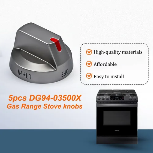 Miniatura 5 de DG94-03500X para pomos de estufa de gas Samsung de repuesto (5 piezas), para reemplazo de pomos de estufa/horno Samsung compatible