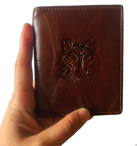 Miniatura 63 de Hombres Cool Eagle Wolf Caballo Totem Cuero Vaca Vertical Cartera Cremallera Multi-tarjeta Titular, Tótem de caballo, Minimalista