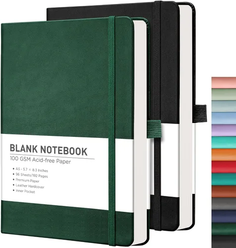 Miniatura 44 de RETTACY Cuaderno rayado, 2 paquetes, 192 páginas numeradas por paquete, tamaño A5 mediano (5.7 x 8.3 pulgadas), para hombres y mujeres, escritura