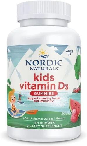 Nordic Naturals Gomitas de vitamina D3 para niños, sandía salvaje Splash - 120 gomitas - 400 UI de vitamina D3 - Salud ósea, inmunidad saludable -