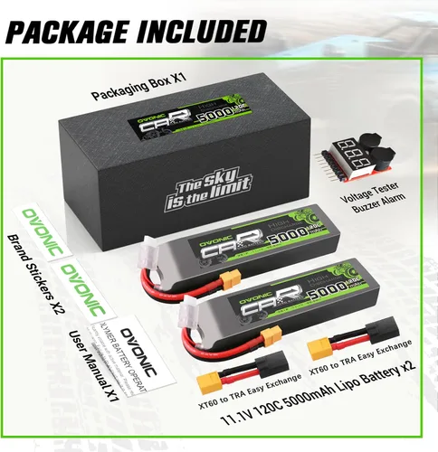 Miniatura 6 de OVONIC 3S LiPo Batería 11.1V 5000mAh 120C con XT60 y TRA Plug Match RC Coche Camión Avión Helicóptero Barco
