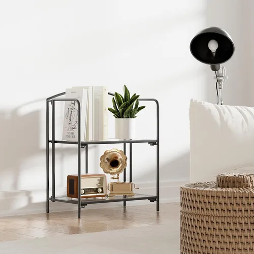 Miniatura 2 de Crofy - Estantería plegable sin montaje para sala de estar, estantería plegable de 2 niveles en color negro para oficina en casa, organizador