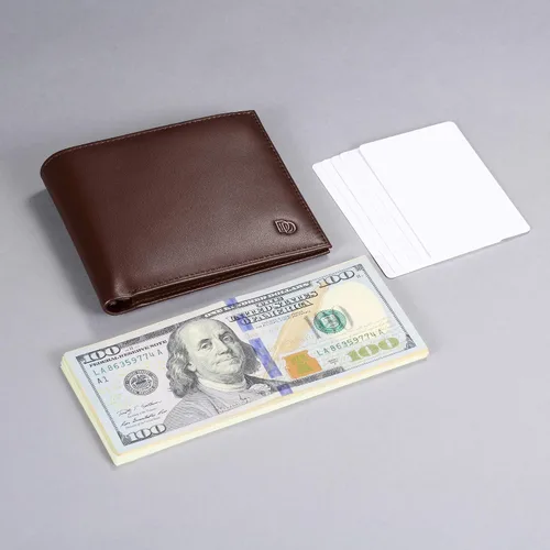 Miniatura 53 de HISCOW Billeteras plegables de cuero de grano completo para hombres, billetera minimalista delgada para hombre, regalos para papá, cumpleaños, día