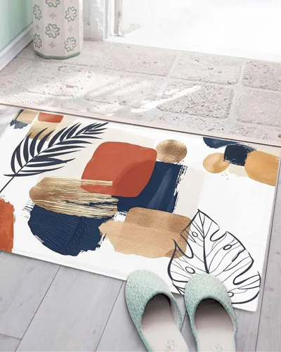 Miniatura 3 de Alfombra de baño abstracta de mediados de siglo, alfombra de área moderna estética terracota, absorbente, antideslizante, alfombra de baño bohemia