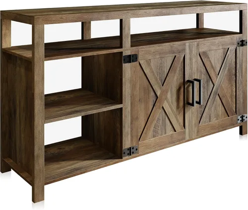 Miniatura 4 de BELLEZE Trussati - Mueble rústico de TV de 62 pulgadas, se adapta a televisores de hasta 70 pulgadas, consola central de entretenimiento