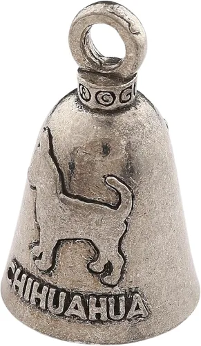 Miniatura 2 de Guardian Bell Campana de buena suerte Chihuahua con llavero y bolsa de regalo de terciopelo negro Campana de motocicleta Peltre sin plomo