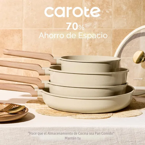 Miniatura 6 de CAROTE - Juego de 14 piezas de ollas y sartenes antiadherentes, juego de utensilios de cocina de cerámica, juego de cocina de cocina no tóxico