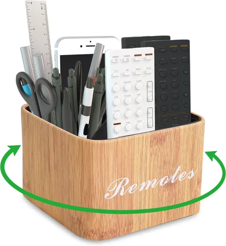 Miniatura 78 de Organizador Redondo de Cuero para Suministros de Arte, Soporte para Control Remoto, Rotación de 360 Grados, Soporte Multifuncional para Lápices