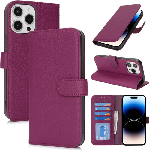 Miniatura 182 de Zouzt Funda para iPhone 11 de 6.1 pulgadas de piel auténtica con 4 ranuras para tarjetas, tarjetero con bloqueo RFID, tapa magnética, función atril