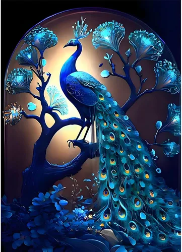 SENQAO Kits de pintura de diamantes de pavo real para adultos, kit de arte de diamantes 5D para adultos principiantes, pintura de puntos de diamante