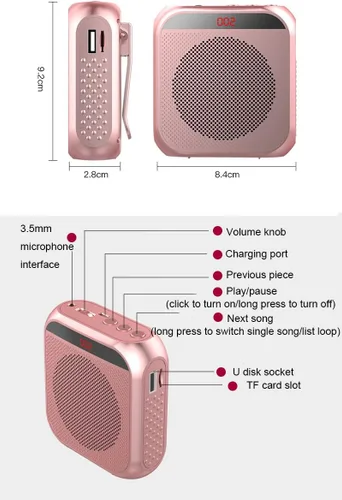 Miniatura 6 de Amplificador portátil, micrófono recargable para profesor, sistema de amplificador MiNi, micrófono de aula, guía turístico, yoga al aire libre