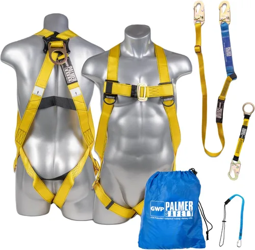 Miniatura 8 de Arnés de seguridad Palmer Safety con cordón desmontable de 6 pies Cordón de una sola pierna con absorción de impactos internos y gancho de cierre