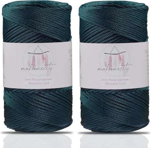 Miniatura 75 de Makromecity, 2 carretes de cordón de macramé de poliéster de 2 mm x 250 yardas (750 pies) de 2 mm de cordón de polipropileno para macramé, ideal