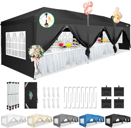 Miniatura 18 de COBIZI - Toldo desplegable de 10 x 20 pies con 6 paredes, impermeable y con protección UPF 50+, ideal para bodas, fiestas, eventos al aire libre