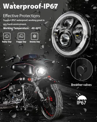 Miniatura 4 de Z-OFFROAD - Faro delantero LED de 7 pulgadas para motocicleta con halo DRL blanco, kit DOT, compatible con Harley Davidson Street Glide Road King