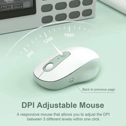 Miniatura 6 de Combo de teclado y mouse inalámbricos, 2.4 GHz, silencioso, delgado, lindo, redondo, tamaño compacto, color verde, Kawaii, juego de teclado y mouse