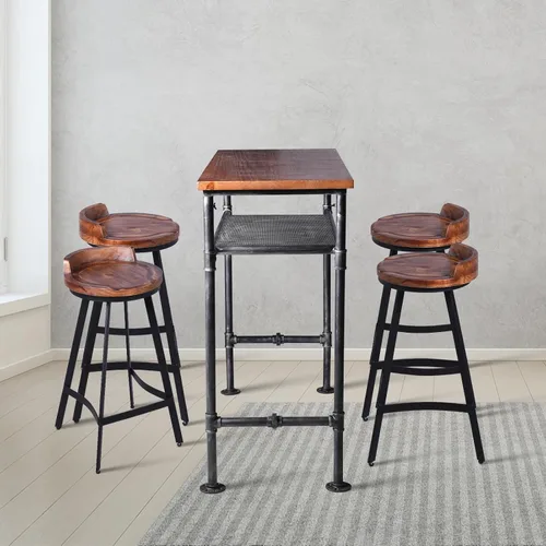 Miniatura 4 de Mesa de bar de 47 pulgadas de alto, mesa de bar de altura de barra, mesa de bar para sofá, mesa de centro rectangular para cocina y comedor, tubo