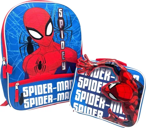 Fast Forward Spider-Man Pop-Out - Mochila de 16 pulgadas con lonchera