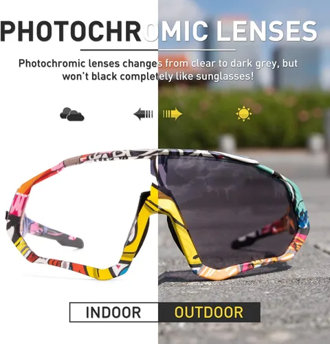 Miniatura 3 de KAPVOE Gafas de ciclismo fotocromáticas para hombres y mujeres, gafas de sol para bicicleta de montaña MTB, para bicicleta de montaña Clear - K9408