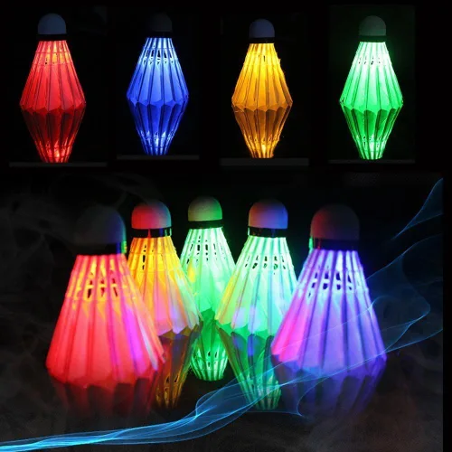 Miniatura 3 de Glow in The Dark Badminton Birdies,LED Badminton Shuttlecocks for Family Backyards Practice,4/5/6 PCS Nylon/Goose Feather Long Lasting Light Up