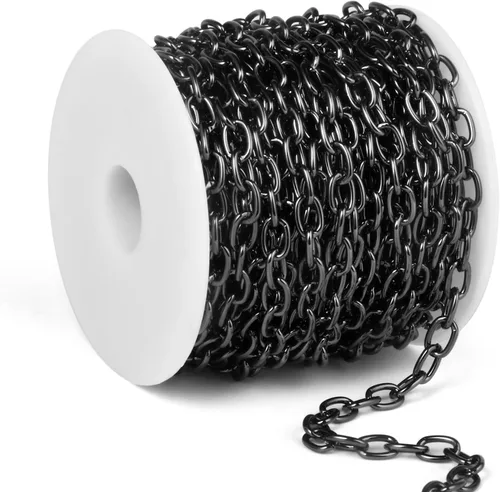 Miniatura 20 de Cadikez - 33 pies de cadenas de cable rolo de plata, 5 mm de aluminio chapado en plata, cadena de eslabones ovalados en O, en rollo a granel