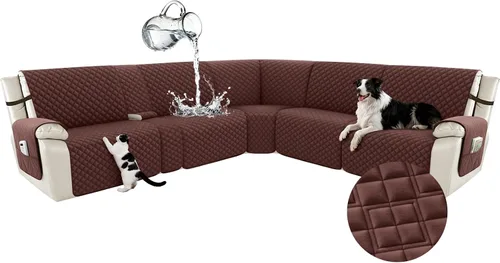 Miniatura 121 de Arfntevss Fundas para sofá seccional reclinable para sofá seccional en forma de L, funda antideslizante lavable para sofá reclinable con forma de L