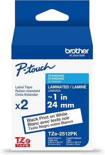 Miniatura 19 de Brother P-touch TZE-S951 - Cinta adhesiva laminada extra resistente de 1 pulgada (24 mm) de ancho, negro sobre plateado mate, laminada