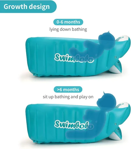 Miniatura 3 de Bañera Inflable para Bebé Portátil Plegable Mini Piscina de Viaje Ayuda a los Bebés en la Transición a Bañera para Niños Pequeños (Azul)