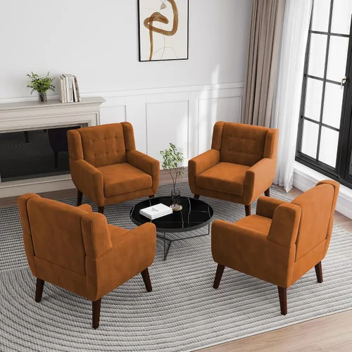 Miniatura 24 de Silla decorativa de piel sintética, moderna silla tapizada para sala de estar, cómodos asientos individuales con botones, asiento de lectura Negro
