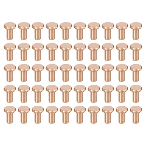 Miniatura 12 de uxcell 100 remaches sólidos de cobre, remaches metálicos de cabeza plana de 1/8 x 5/32 pulgadas para aplicaciones eléctricas, suministros de trabajo