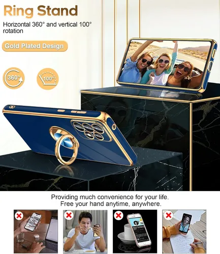 Miniatura 3 de LeYi Funda para Samsung Galaxy A53 5G con Protector de Pantalla de Vidrio Templado [Paquete de 2] Soporte de Anillo Giratorio de 360° Soporte Azul