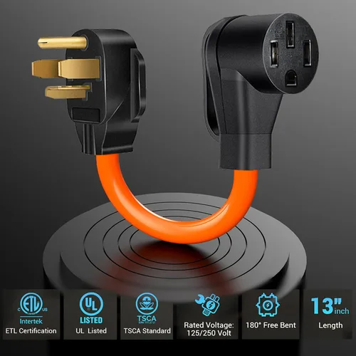 Miniatura 6 de NEMA 14-30P a 14-50R Cable adaptador de cargador EV de 4 clavijas de 30 amperios a adaptador de conversión EV de 50 amperios solo compatible