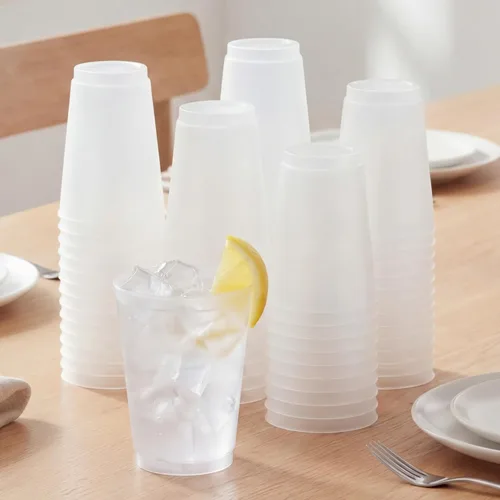 Miniatura 9 de Jingmore 500 vasos de plástico esmerilado a granel – 12 oz desechables transparentes vasos esmerilados para eventos de estadio hogar, fiesta