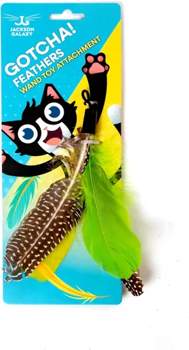 Miniatura 10 de Jackson Galaxy Gotcha! Juguete de varita para gatos, juguete retráctil para juegos atractivos, varita telescópica con plumas naturales para gatos