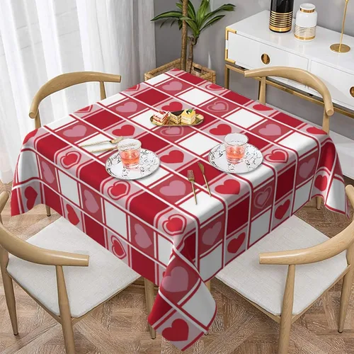 Miniatura 15 de 4th of July Tablecloth Square 60x60 Inch,Red White Buffalo Plaid Check Blue Patriotic Stars Table Cloth,Stain Resistance Polyester Independence Day